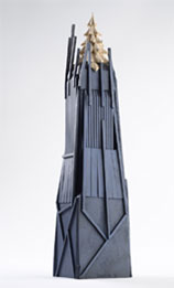 Willy Verginer,"b" 2013 - diversi tipi di legno 74 cm.