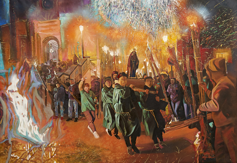 Festival (verde) | 2021 | olio su tela | 146x211 cm