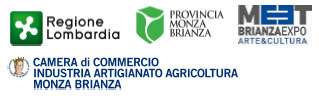 loghi Regione Lombardia; Provincia Monza Brianza; MEET BrianzaExpo Arte&Cultura; Camera di Commercio Industria Artigianato Agricoltura Monza Brianza