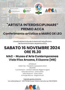 miniatura locandina Conferimento artistico a Mario De Leo "Artista interdisciplinare” - Premio ACCA